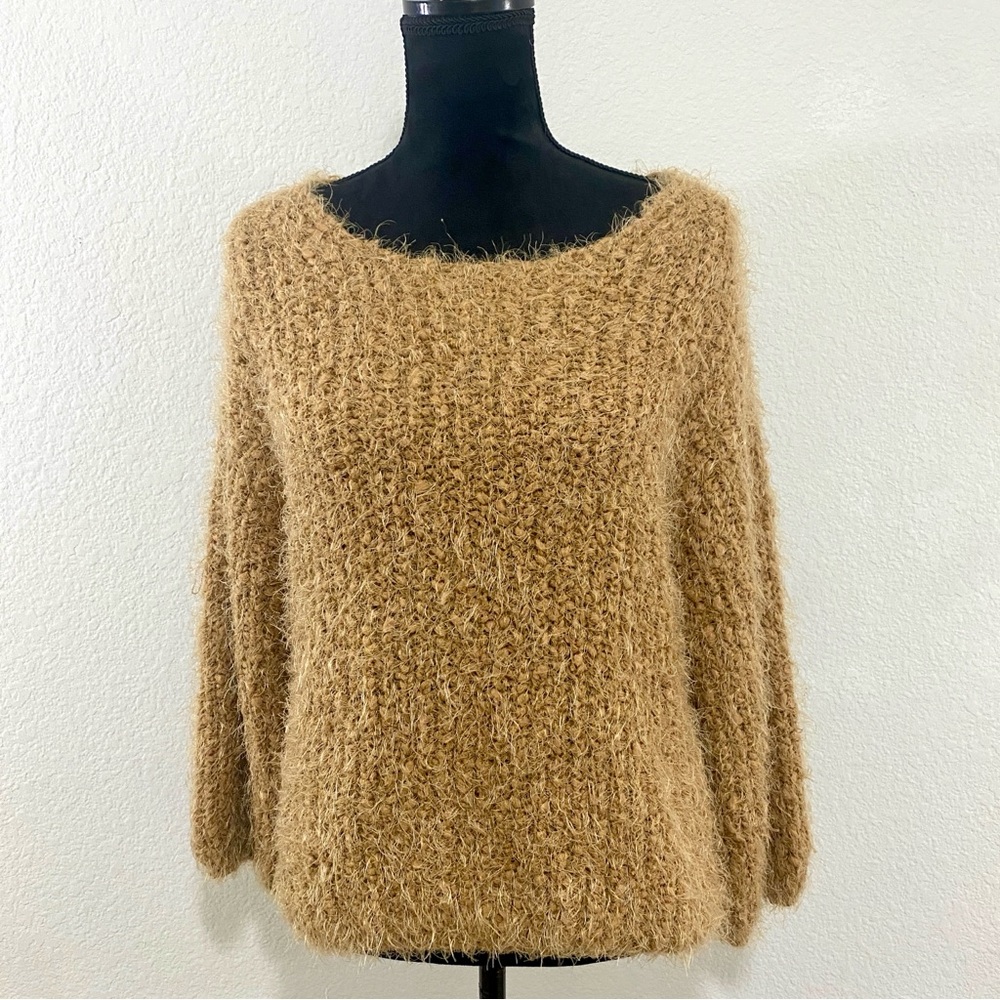 POL Really Soft and Fuzzy Beige Sweater, Size M, Boho